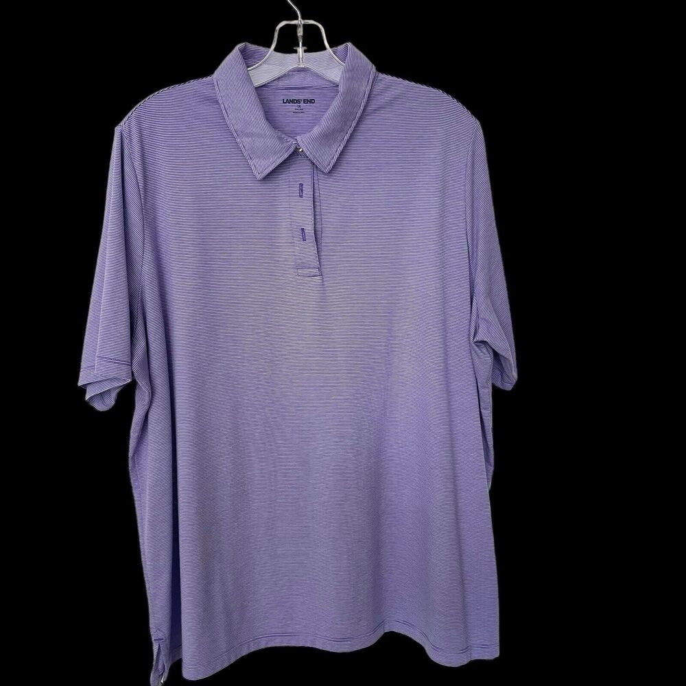 Lands' End Polo Shirt Men's Lavender Textured Print Short Sleeve SZ/1X